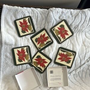 Vintage pimpernel poinsettia set of six coasters